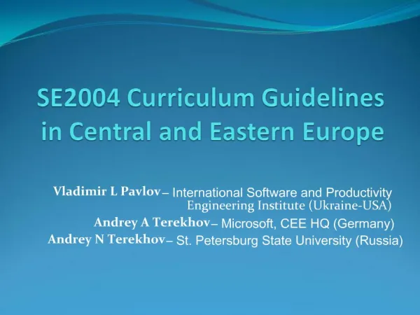 SE2004 Curriculum Guidelines in Central and Eastern Europe