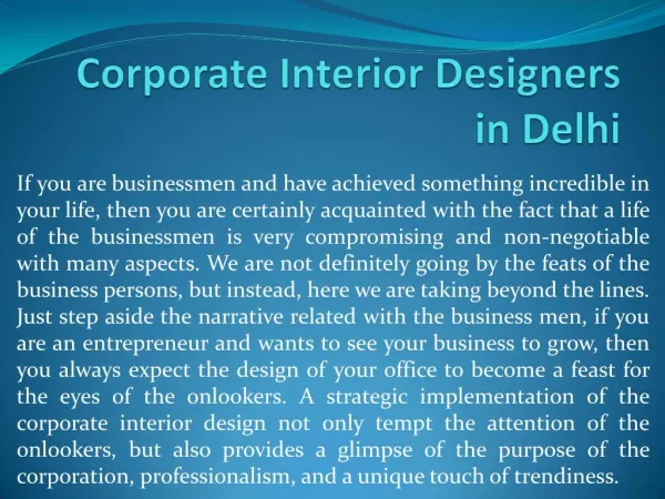 Corporate Interior Designers in Delhi