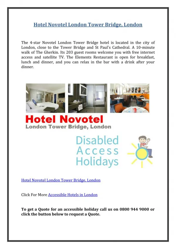 Hotel Novotel London Tower Bridge, London