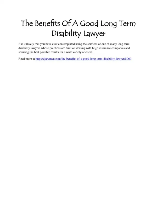 The Benefits Of A Good Long Term Disability Lawyer