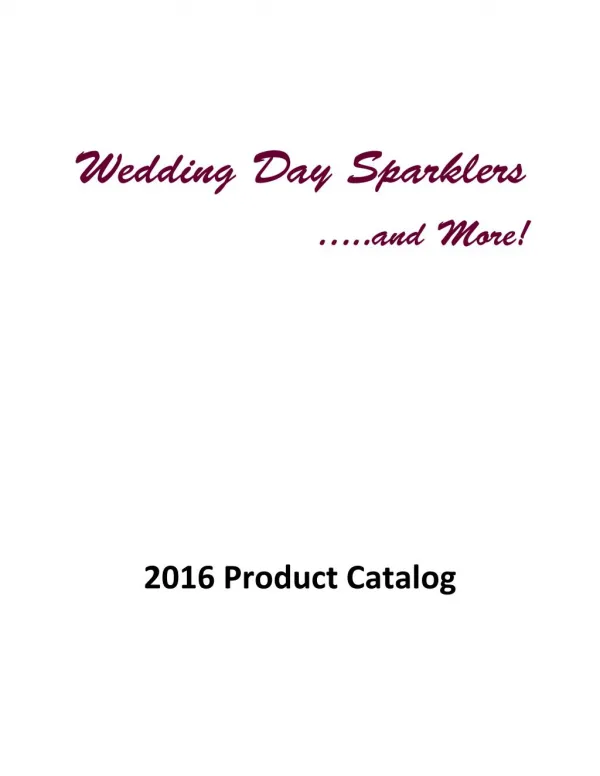 2016 Wedding Day Sparklers Products Catalog