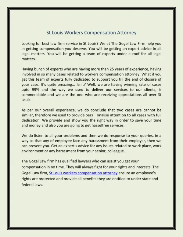 St Louis Workers Compensation Attorney