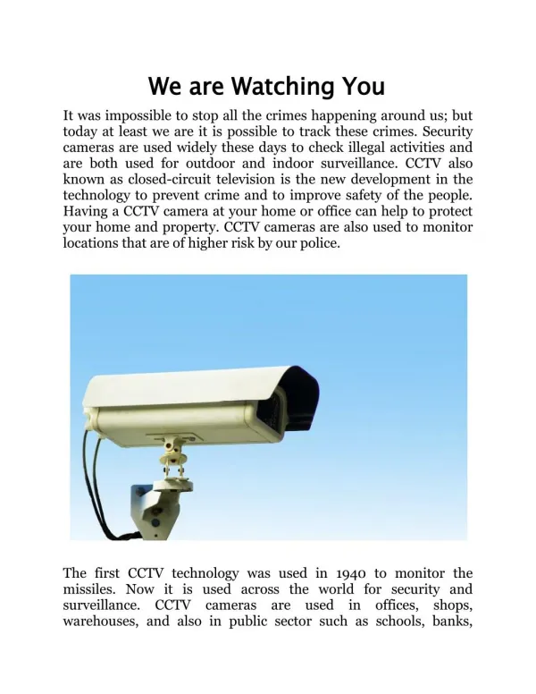 We are Watching You