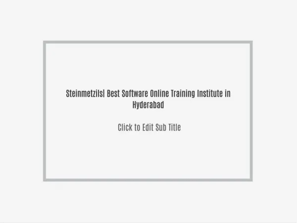 Steinmetzils| Best Software Online Training Institute in Hyderabad