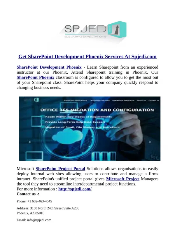 Get SharePoint Development Phoenix Services At Spjedi.com