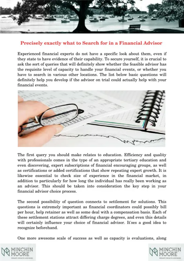 Precisely exactly what to Search for in a Financial Advisor