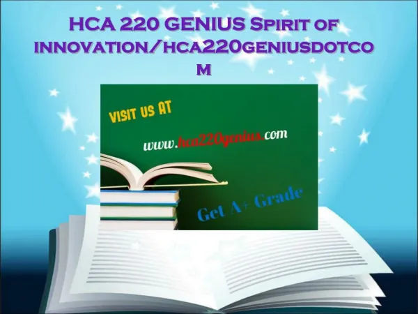 HCA 220 GENIUS Spirit of innovation/hca220geniusdotcom