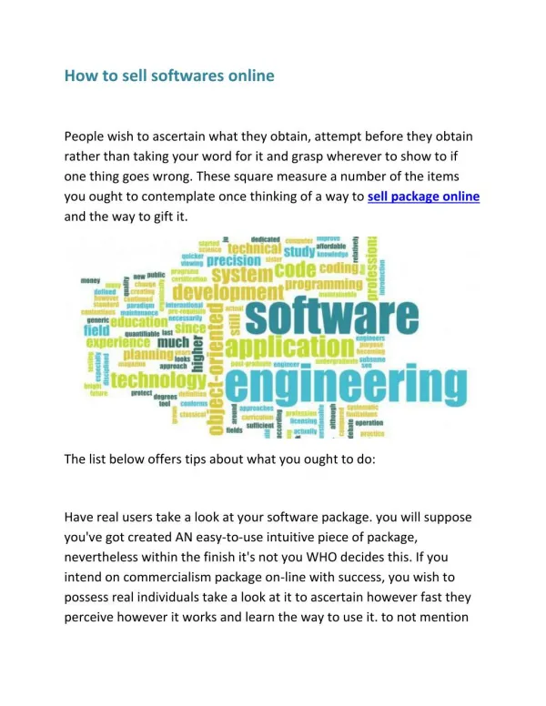 How to sell softwares online