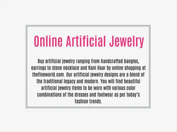 Online Artificial Jewelry