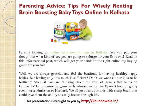 Parenting Advice: Tips For Wisely Renting Brain Boosting Baby Toys Online In Kolkata