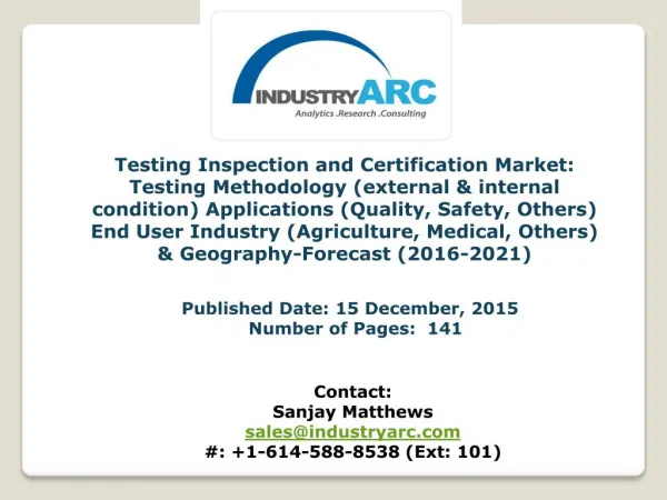 "Testing Inspection and Certification Market Analysis