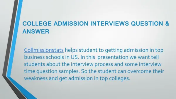 Admission Interview Process by Collmissionstats