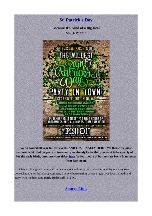 March Madness And St.Patricks Day 2016 in NYC