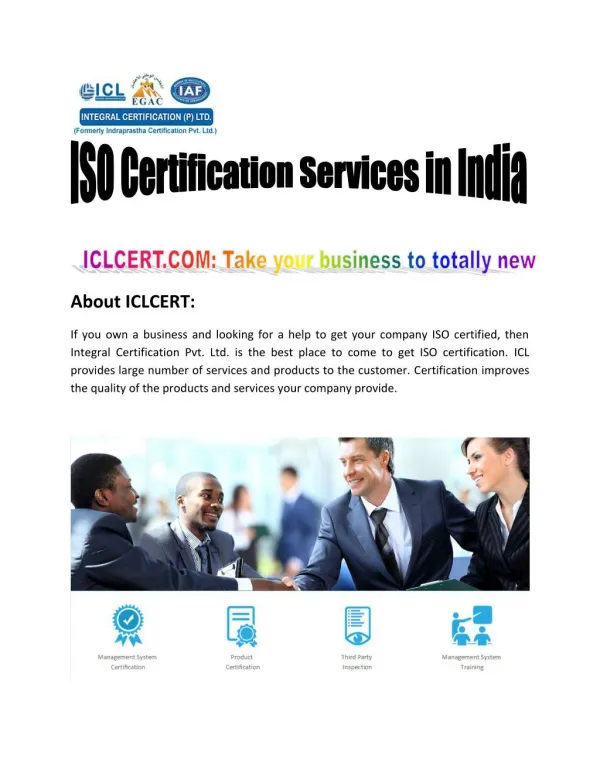 ICLCERT: ISO Consultant Lucknow, ISO Certification Services in Lucknow