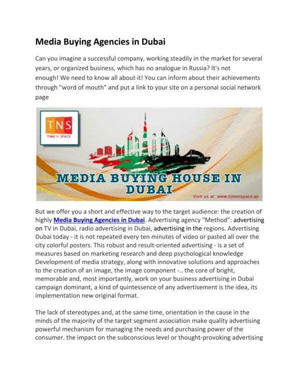 Media Buying Agencies in Dubai