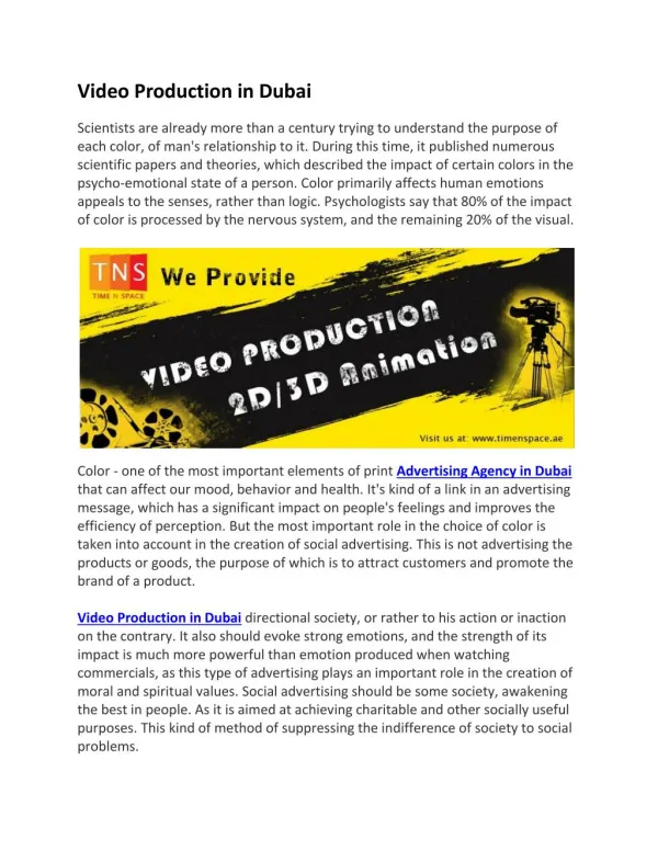 Video Production in Dubai