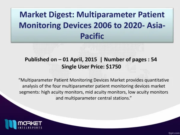 Multiparameter Patient Monitoring Devices 2006 to 2020- Asia- Pacific