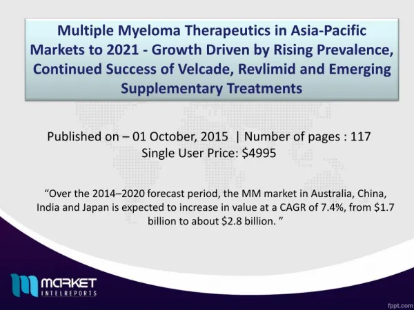 Multiple Myeloma Therapeutics in Asia-Pacific Market worth 2.8 Billion by 2020