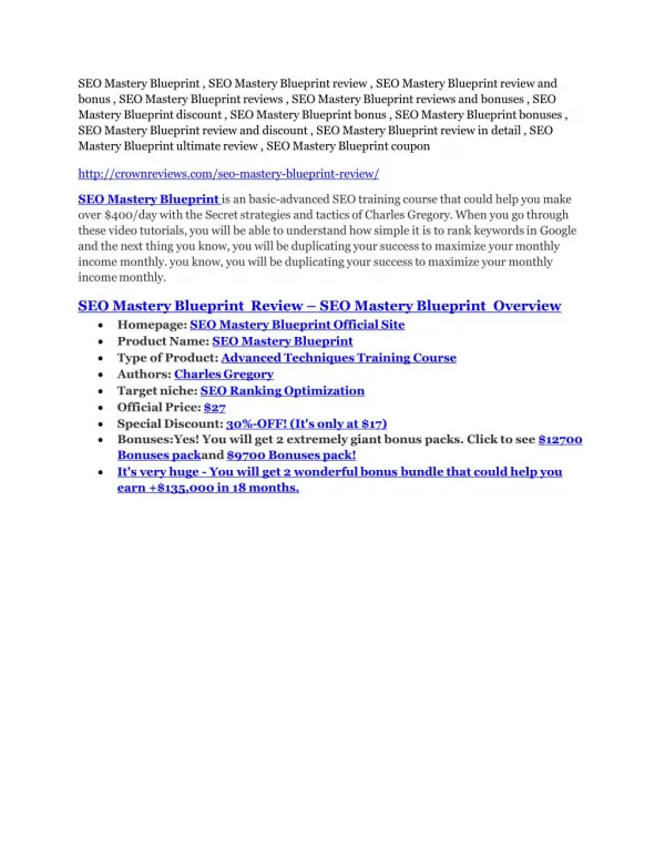 SEO Mastery Blueprint review & SEO Mastery Blueprint $22,600 bonus-discount