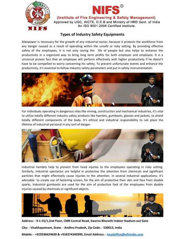 Types of Industry Safety Equipments