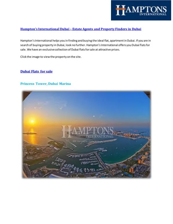 Dubai flats for sale,Buy Property in Dubai,Hampton's International