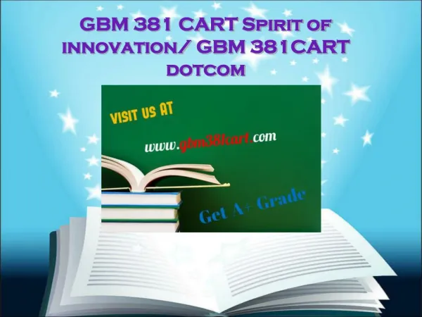 GBM 381 CART Spirit of innovation/gbm381cartdotcom
