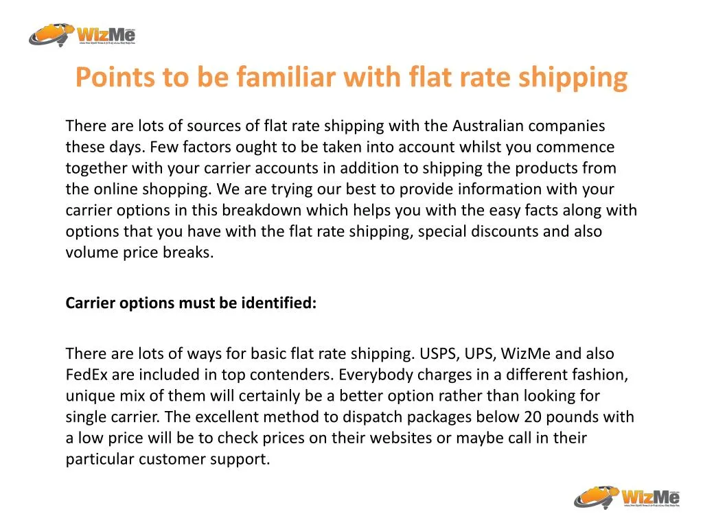 points to be familiar with flat rate shipping