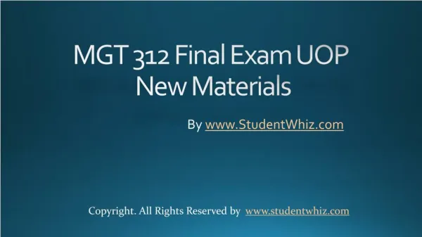 MGT 312 Final Exam UOP New Materials
