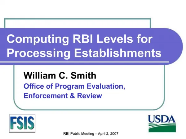 Computing RBI Levels for Processing Establishments