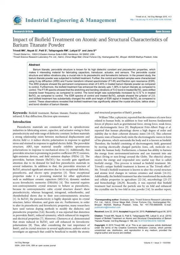 Influence of Human Biofield Energy on Barium Titanate Powder