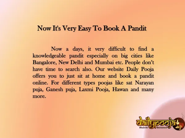 Dailypooja: Booking Pandit's is Easy in Online