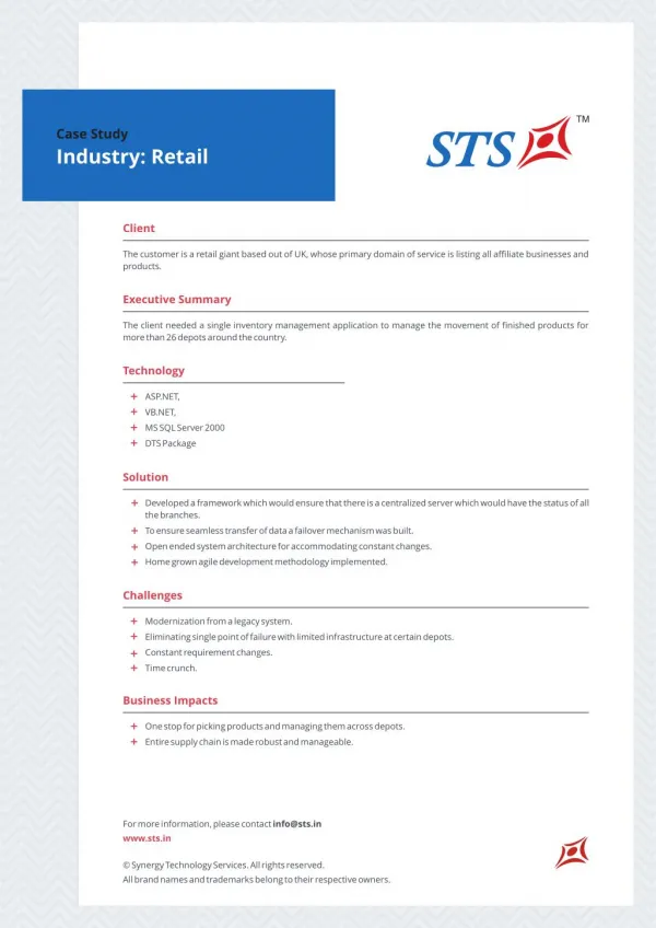 Case Study - Inventory Management System For Retail Giant