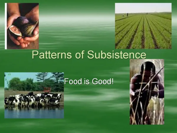 Patterns of Subsistence