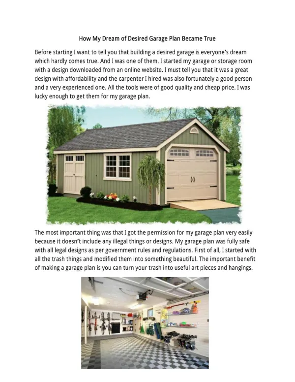 How My Dream of Desired Garage Plan Became True
