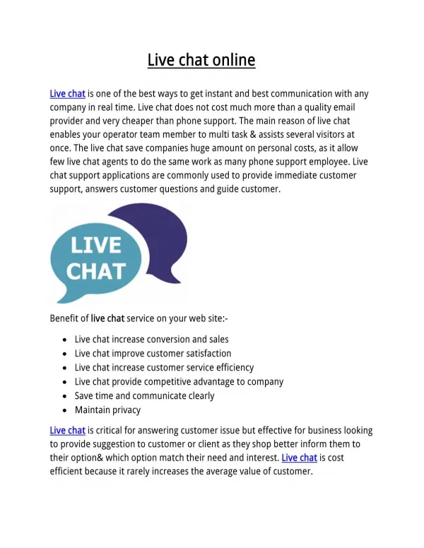 Live chat online