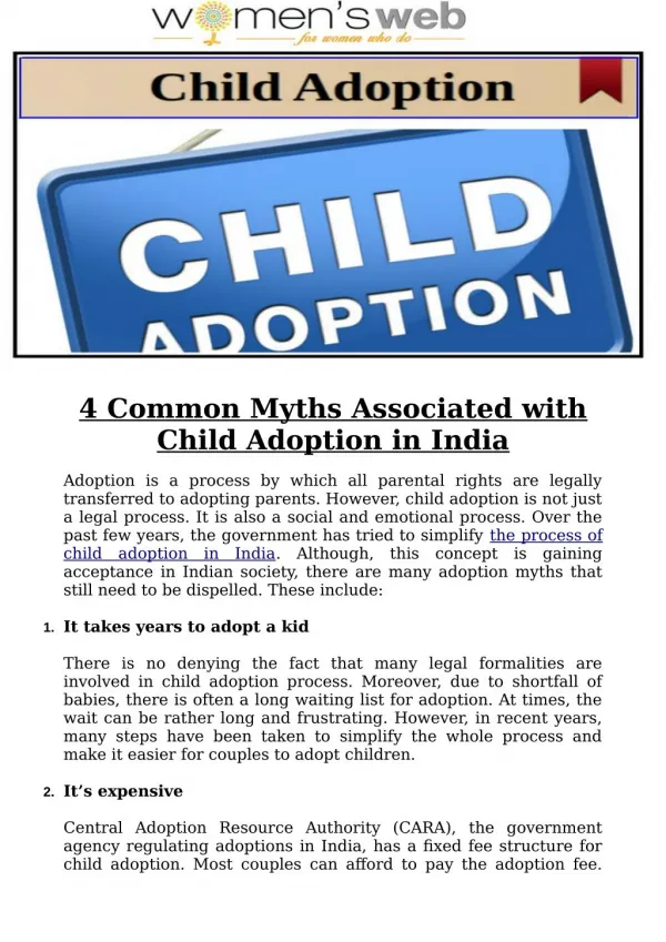 4 Common Myths Associated with Child Adoption in India