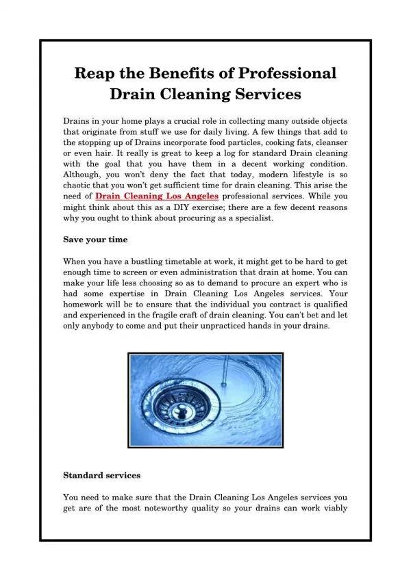 Reap the Benefits of Professional Drain Cleaning Services
