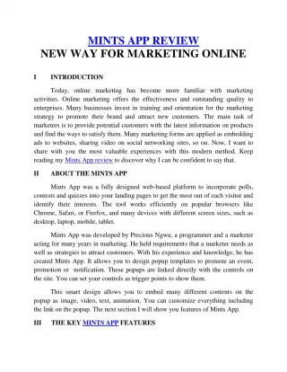 MINTS APP REVIEW- NEW WAY FOR MARKETING ONLINE - slide 1