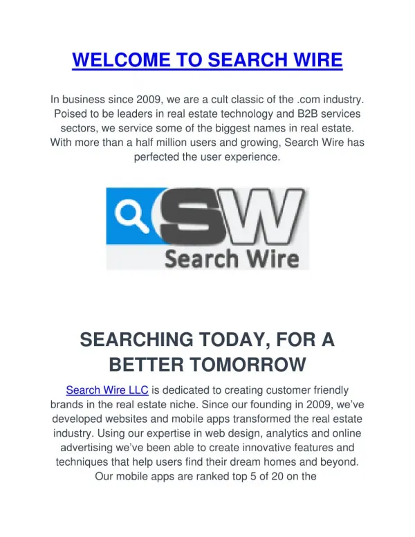 Get Real Estate Leads By Search-wire