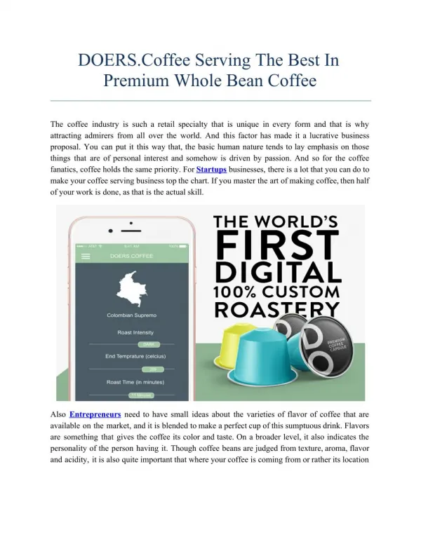 DOERS.Coffee Serving The Best In Premium Whole Bean Coffee