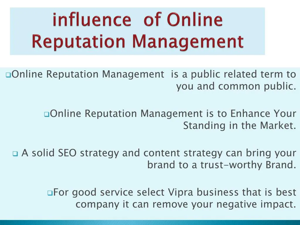 influence of online reputation management