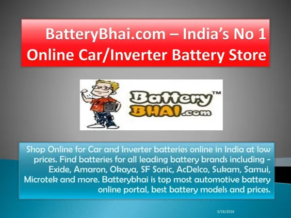 BatteryBhai.com - India's No. 1 Online Car/Inverter Battery Store
