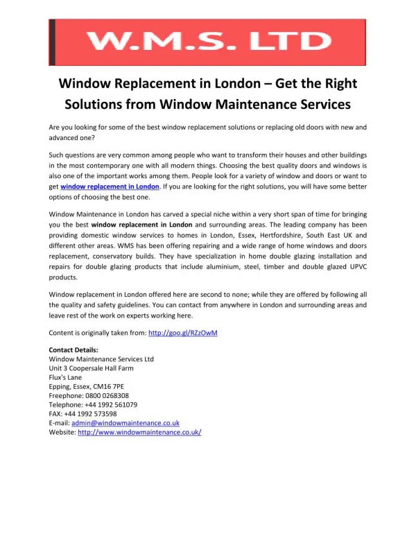 Window Replacement in London – Get the Right Solutions from Window Maintenance Services