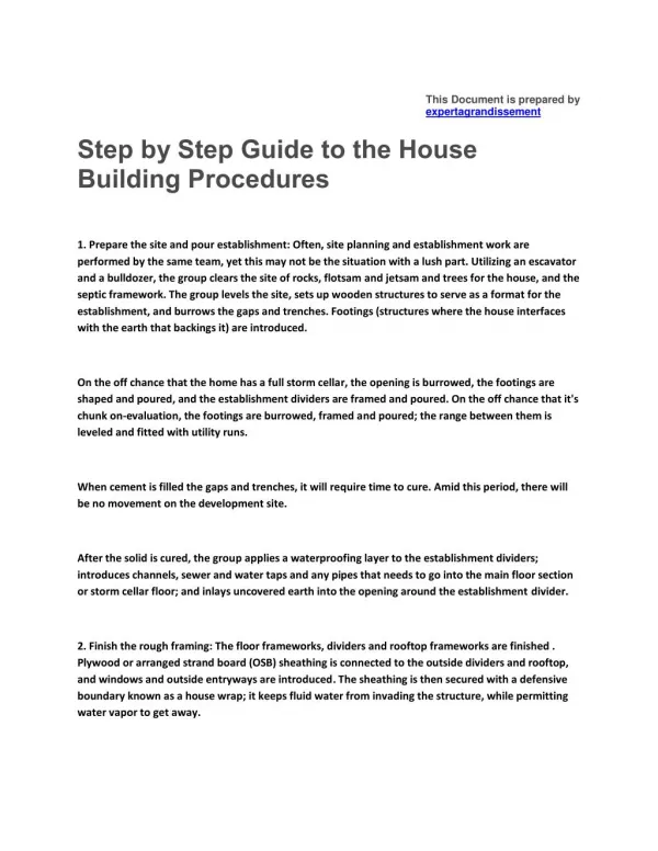 Step by Step Guide to the House Building Procedures