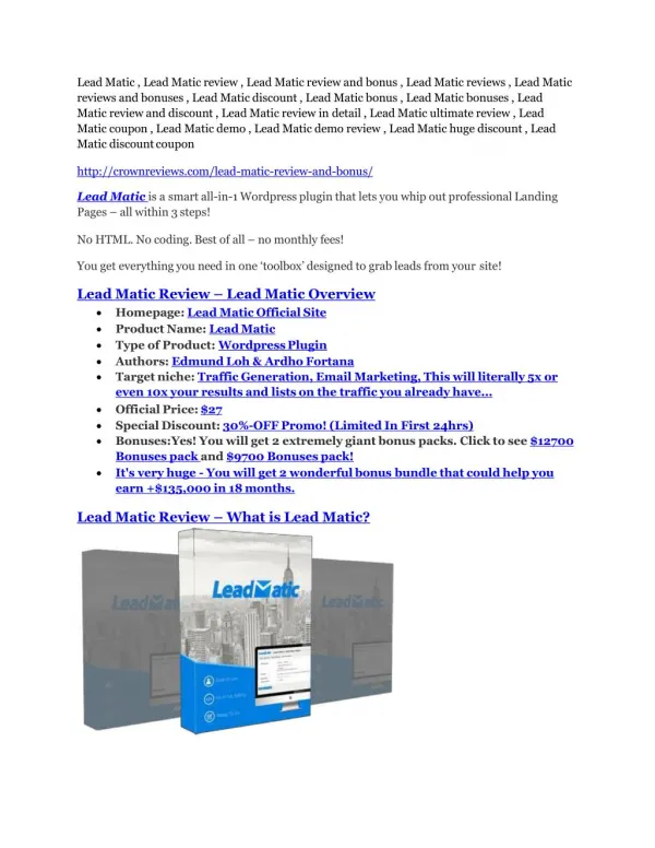 Lead Matic review and (Free) $21,400 Bonus & Discount