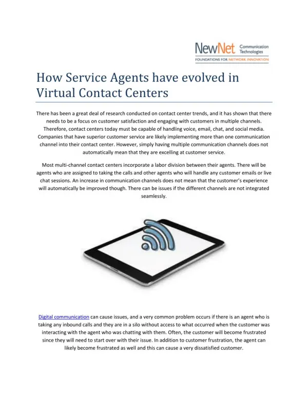 How Service Agents have evolved in Virtual Contact Centers