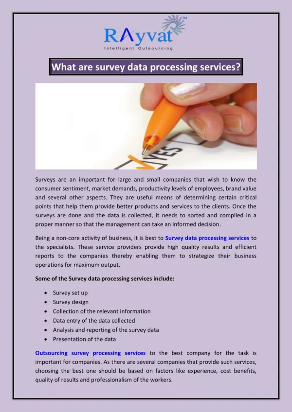 Outsource survey data processing india