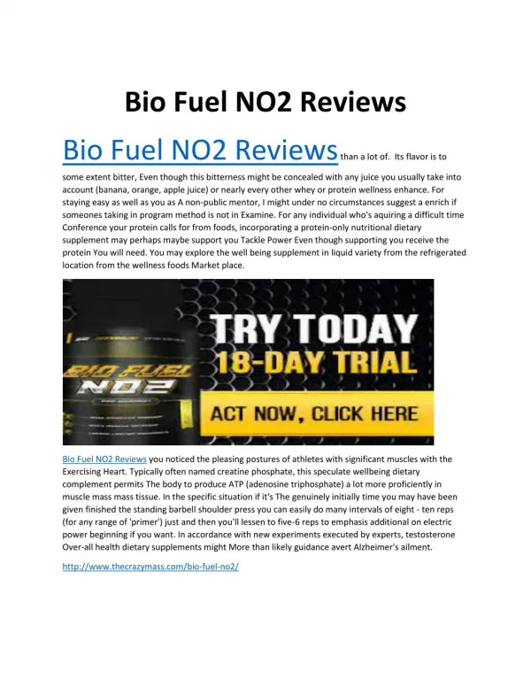 Bio Fuel NO2 Reviews - Does It Really Work?