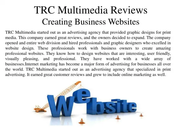 TRC Multimedia Reviews Creating Business Websites
