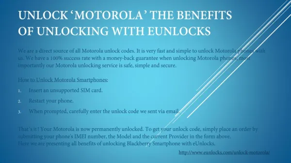 Unlock Motorola With eUnlocks & Its Benefits of Unlocking
